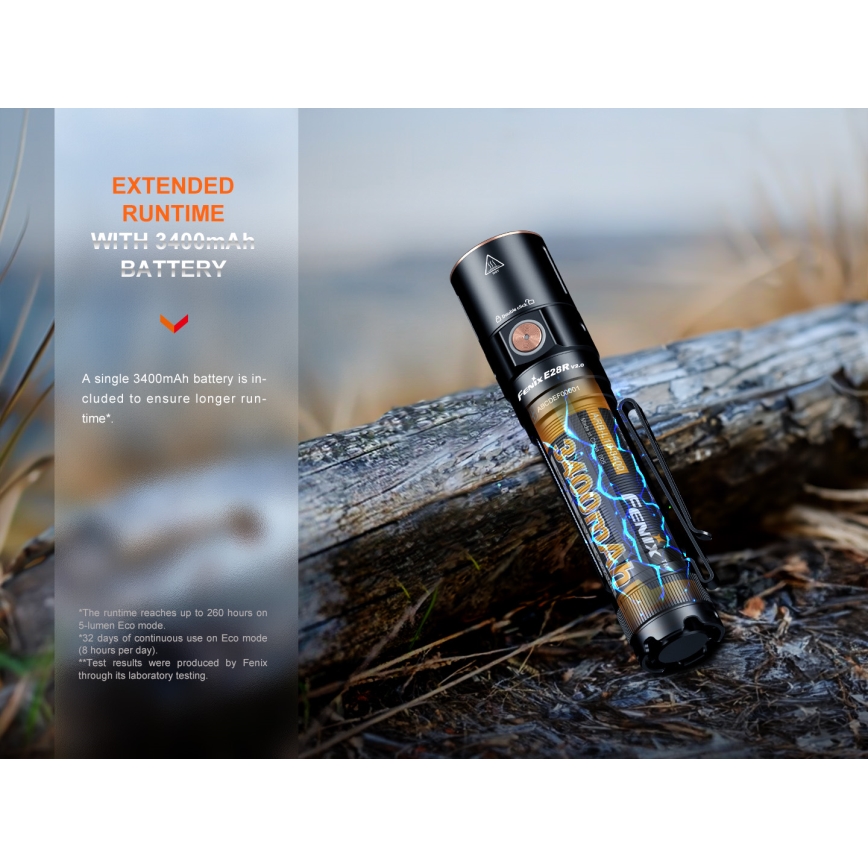 Fenix E28RV20 - LED Stmívatelná nabíjecí svítilna LED/USB/2xCR123A IP68 1700 lm 260 h 3400 mAh