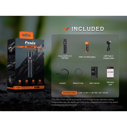 Fenix E28RV20 - LED Stmívatelná nabíjecí svítilna LED/USB/2xCR123A IP68 1700 lm 260 h 3400 mAh