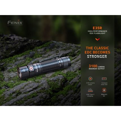 Fenix E35RSETAODS - LED Stmívatelná nabíjecí svítilna LED/USB IP68 3100 lm 69 h + difuzér 26,5mm