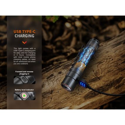 Fenix E35RSETAODS - LED Stmívatelná nabíjecí svítilna LED/USB IP68 3100 lm 69 h + difuzér 26,5mm