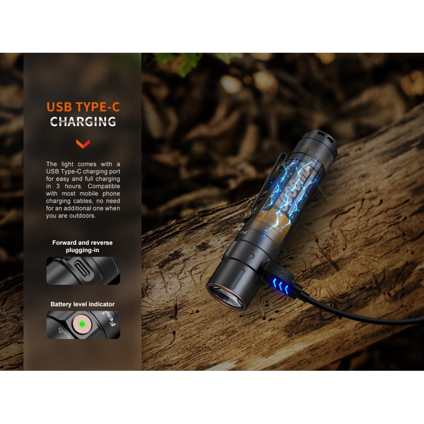 Fenix E35RSETAODS - LED Stmívatelná nabíjecí svítilna LED/USB IP68 3100 lm 69 h + difuzér 26,5mm