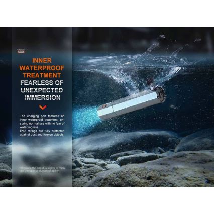 Fenix ECPBLCK - LED Nabíjecí svítilna s powerbankou USB IP68 1600 lm 504 h 5000 mAh černá