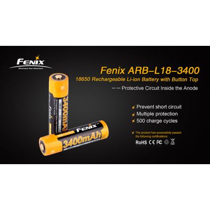 Fenix FE18650LI34 - 1ks Nabíjecí baterie 18650/3,6V 3400 mAh