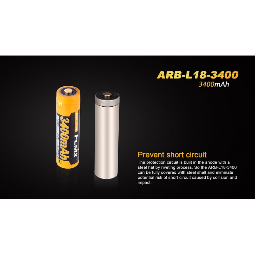 Fenix FE18650LI34 - 1ks Nabíjecí baterie 18650/3,6V 3400 mAh