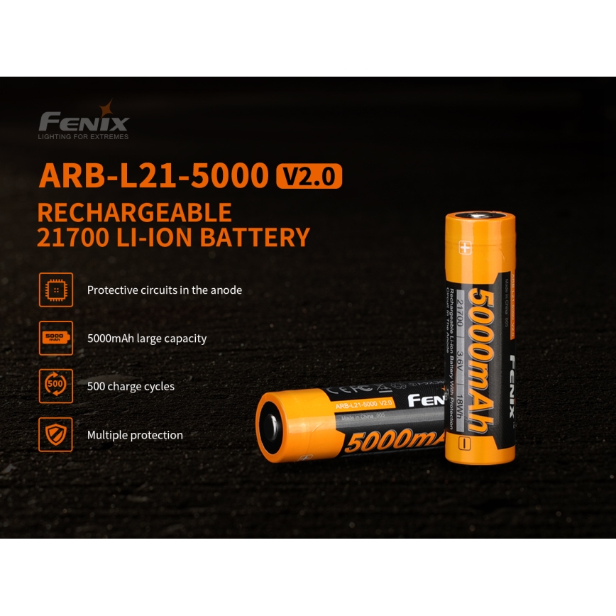 Fenix FE21700V20 - 1ks Nabíjecí baterie 21700/3,6V 5000 mAh