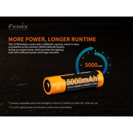 Fenix FE21700V20 - 1ks Nabíjecí baterie 21700/3,6V 5000 mAh