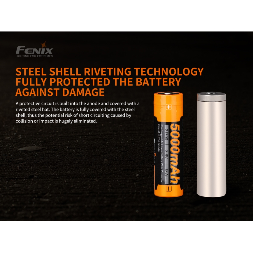 Fenix FE21700V20 - 1ks Nabíjecí baterie 21700/3,6V 5000 mAh