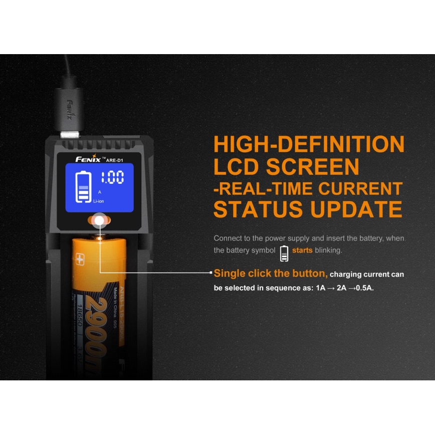 Fenix FENARED1 - Nabíječka baterie 1xLi-ion/AAA/AA/C 5V