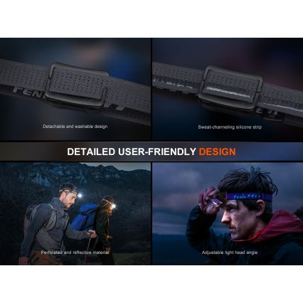 Fenix HL12RV20BLC - LED Stmívatelná nabíjecí čelovka LED/USB 950 mAh IP66 500 lm 112 h černá