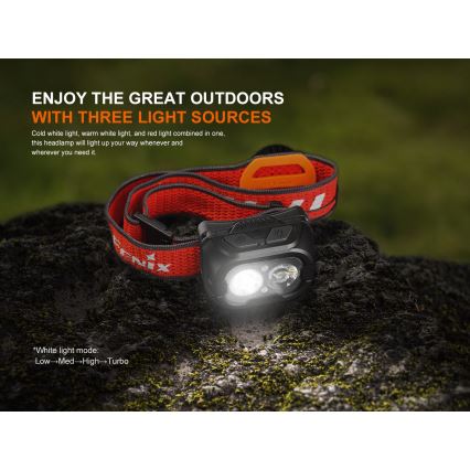 Fenix HL18RTV20BLC - LED Stmívatelná nabíjecí čelovka LED/USB IP66 800 lm 160 h černá/oranžová