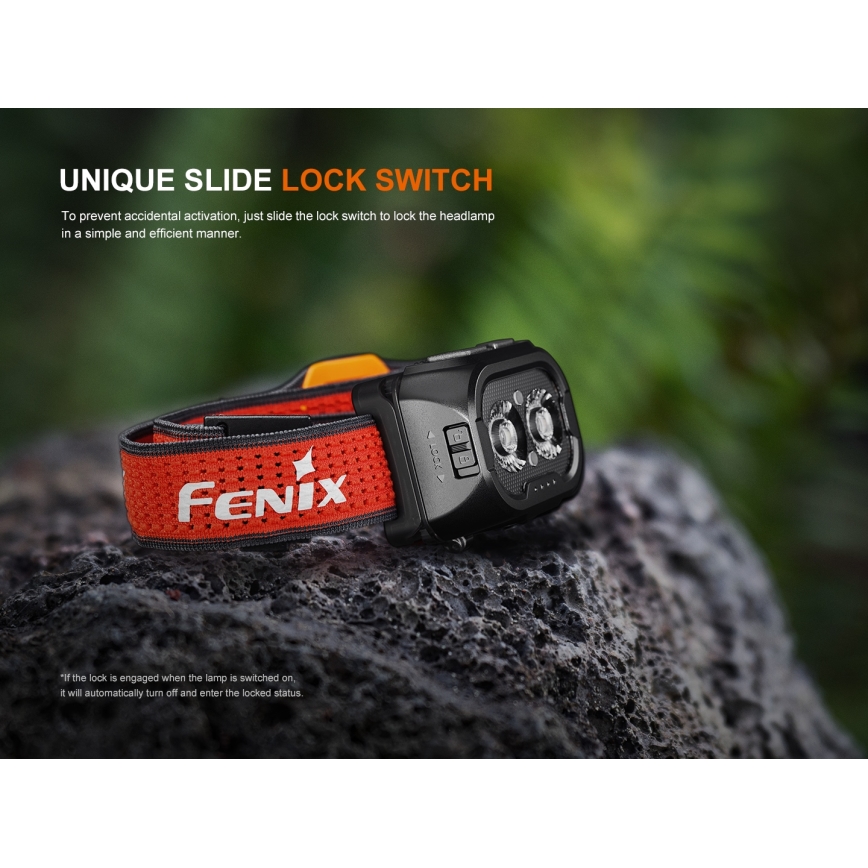 Fenix HL18RTV20BLC - LED Stmívatelná nabíjecí čelovka LED/USB IP66 800 lm 160 h černá/oranžová