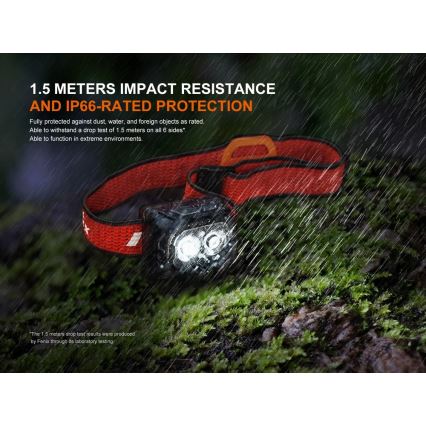 Fenix HL18RTV20BLC - LED Stmívatelná nabíjecí čelovka LED/USB IP66 800 lm 160 h černá/oranžová
