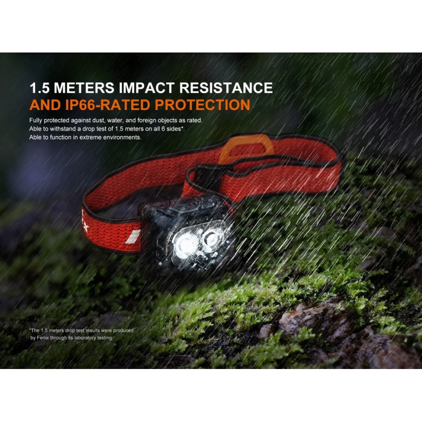 Fenix HL18RTV20BLC - LED Stmívatelná nabíjecí čelovka LED/USB IP66 800 lm 160 h černá/oranžová