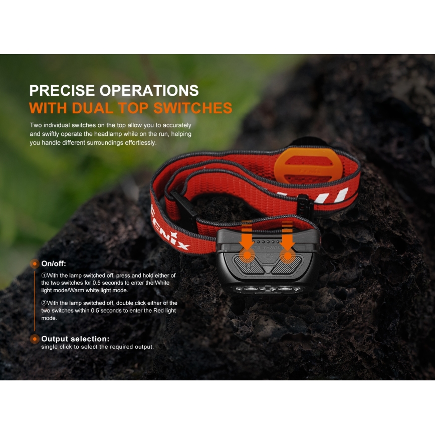 Fenix HL18RTV20WHT - LED Stmívatelná nabíjecí čelovka LED/USB IP66 800 lm 160 h bílá/černá