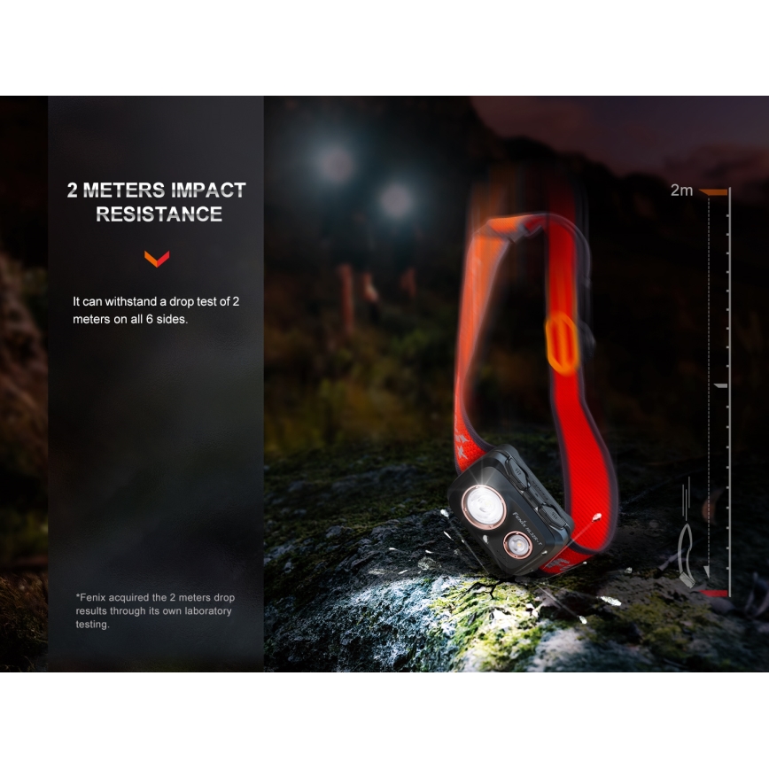 Fenix HL32RTBLCK - LED Nabíjecí čelovka LED/USB/3xAAA IP66 800 lm 300 h 1900 mAh černá/oranžová