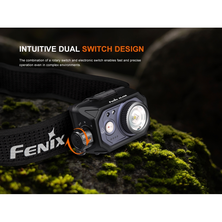 Fenix HL45R - LED Stmívatelná nabíjecí zaostřovací čelovka LED/USB IP66 1000 lm 240 h černá