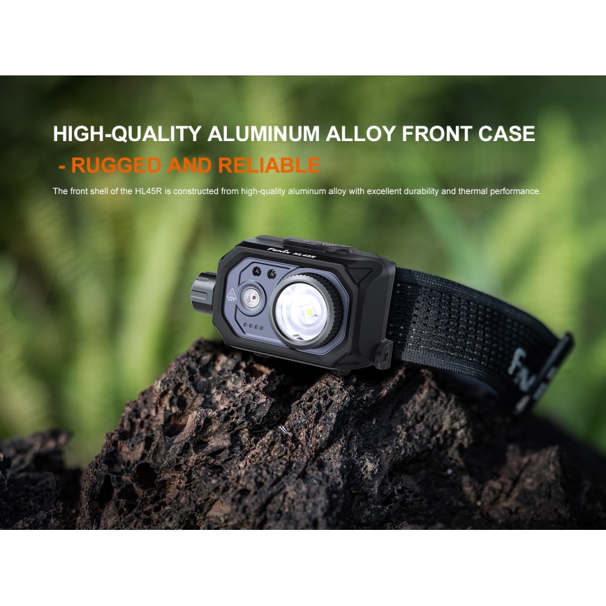 Fenix HL45R - LED Stmívatelná nabíjecí zaostřovací čelovka LED/USB IP66 1000 lm 240 h černá