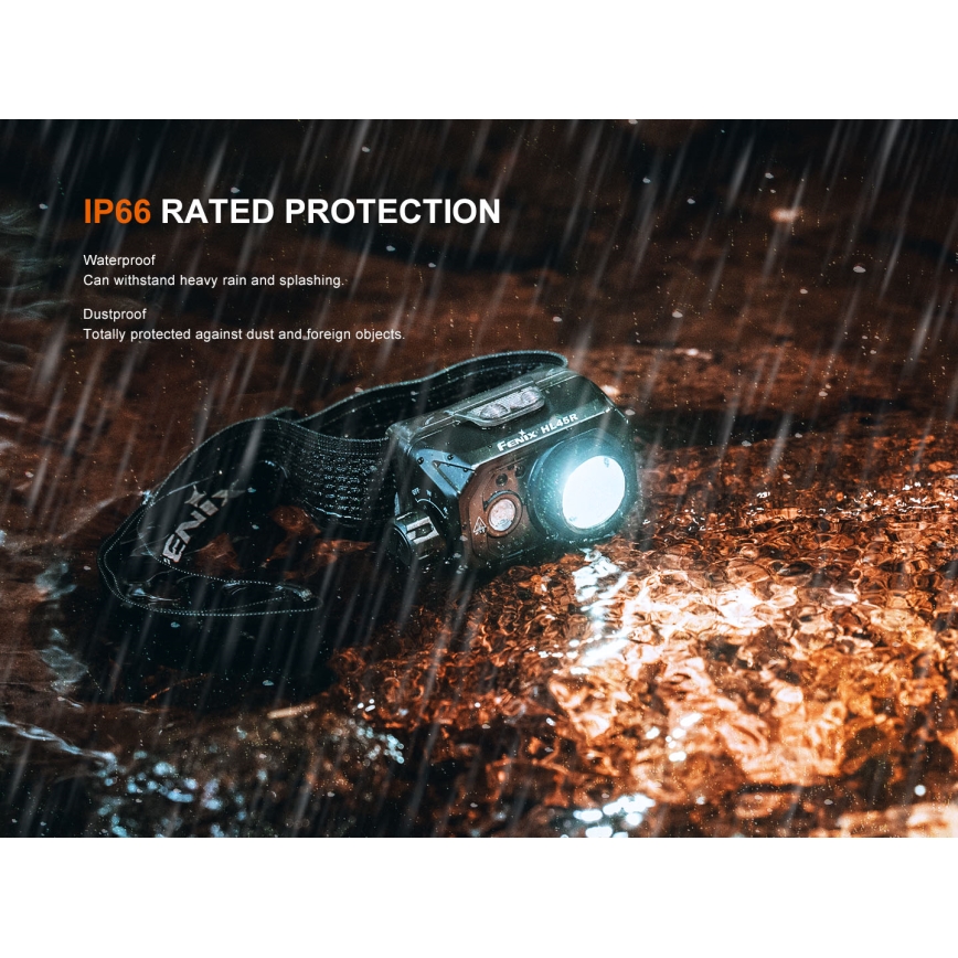Fenix HL45R - LED Stmívatelná nabíjecí zaostřovací čelovka LED/USB IP66 1000 lm 240 h černá