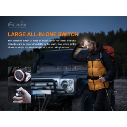 Fenix HM50RV20 - LED Nabíjecí čelovka 3xLED/USB/1xCR123A IP68 700 lm 120 h 700 mAh