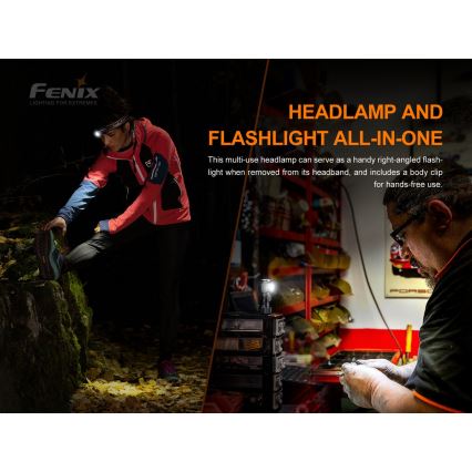 Fenix HM51RV30 - LED Stmívatelná nabíjecí čelovka LED/USB/1xCR123A 950 mAh IP68 860 lm 125 h oranžová