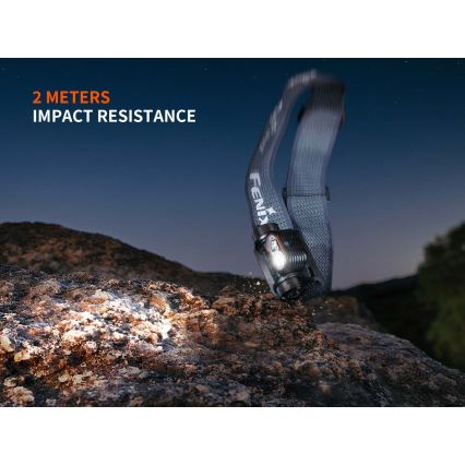 Fenix HM55RABL - LED Stmívatelná nabíjecí čelovka LED/USB/1xCR123A 1600 mAh IP68 1200 lm 141,2 h černá