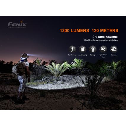 Fenix HM60R - LED Stmívatelná nabíjecí čelovka 4xLED/2xCR123A IP68 1300 lm 300 h