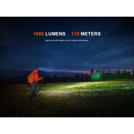 Fenix HM60RV20 - LED Stmívatelná nabíjecí čelovka LED/USB 4000 mAh IP68 1600 lm 292 h oranžová