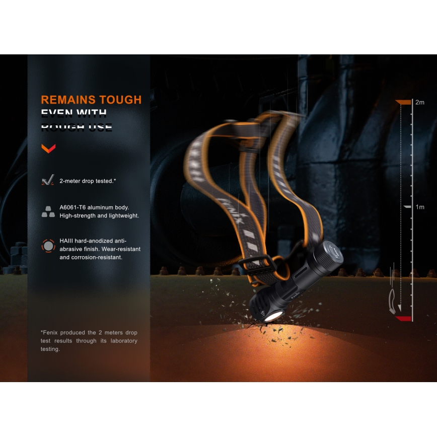 Fenix HM61RV20 - LED Nabíjecí čelovka LED/USB/2xCR123A IP68 1600 lm 300 h 3400 mAh