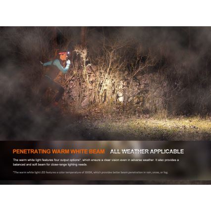 Fenix HM65RTV20BLC- LED Stmívatelná nabíjecí čelovka LED/USB/2xCR123A IP68 3400 mAh černá/oranžová
