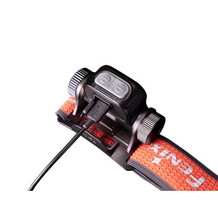 Fenix HM65RTV20BLC- LED Stmívatelná nabíjecí čelovka LED/USB/2xCR123A IP68 3400 mAh černá/oranžová