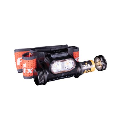 Fenix HM65RTV20BLC- LED Stmívatelná nabíjecí čelovka LED/USB/2xCR123A IP68 3400 mAh černá/oranžová