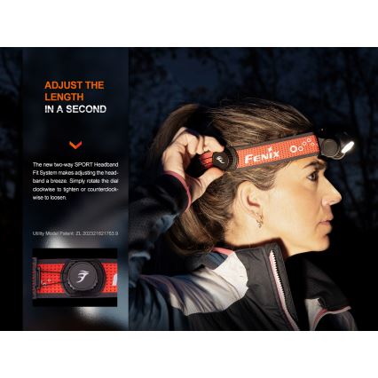 Fenix HM65RTV20PRP - LED Stmívatelná nabíjecí čelovka LED/USB/2xCR123A IP68 1600 lm 300h 3400 mAh černá/fialová