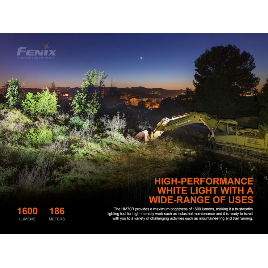 Fenix HM70R - LED Nabíjecí čelovka 4xLED/1x21700 IP68 1600 lm 800 h 5000 mAh