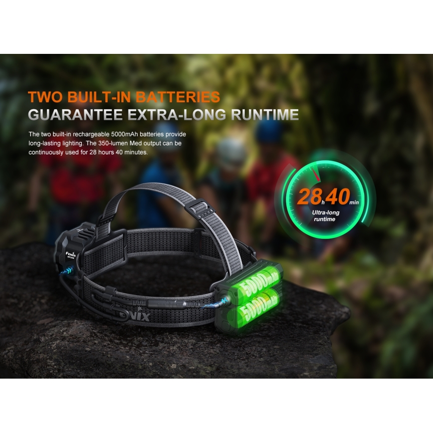 Fenix HP35R - LED Stmívatelná nabíjecí čelovka LED/USB 5000 mAh IP66 4000 lm 500 h černá