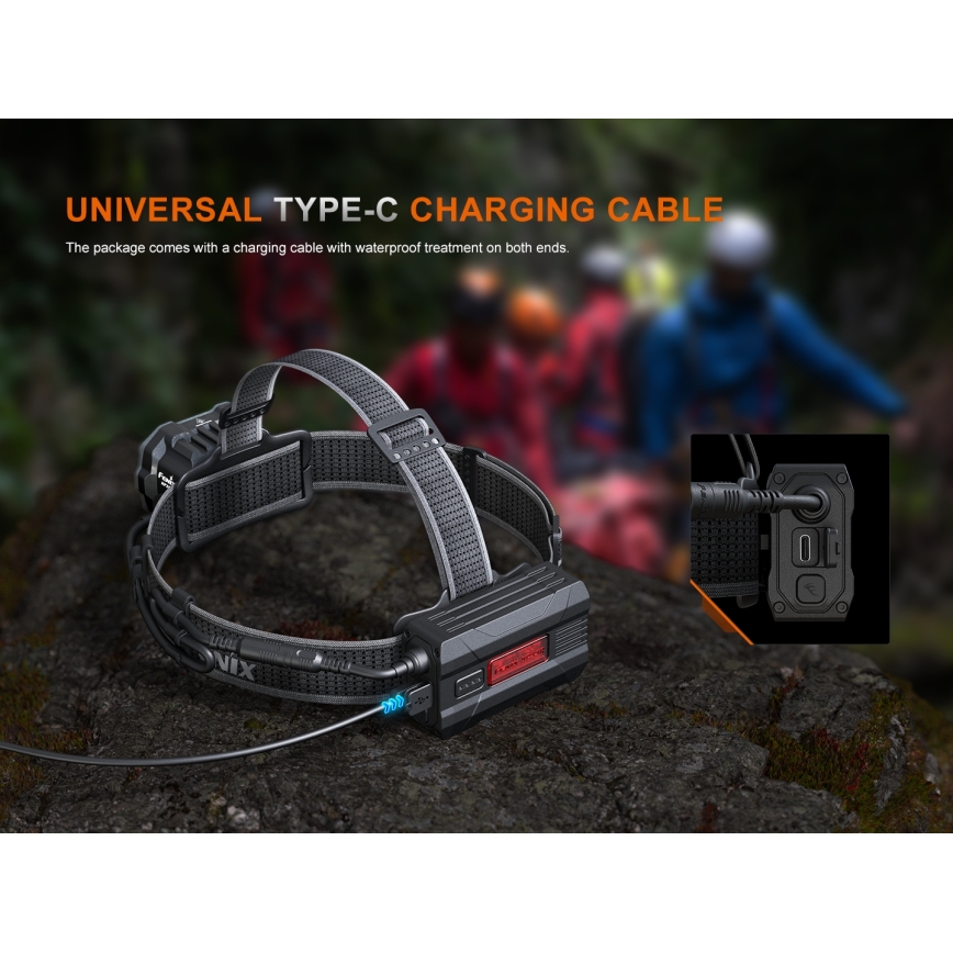 Fenix HP35R - LED Stmívatelná nabíjecí čelovka LED/USB 5000 mAh IP66 4000 lm 500 h černá