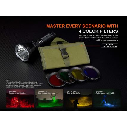 Fenix HT18RV20 - LED Stmívatelná nabíjecí svítilna LED/USB 6000 mAh IP68 3700 lm 87 h černá