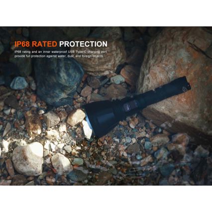 Fenix HT18RV20 - LED Stmívatelná nabíjecí svítilna LED/USB 6000 mAh IP68 3700 lm 87 h černá