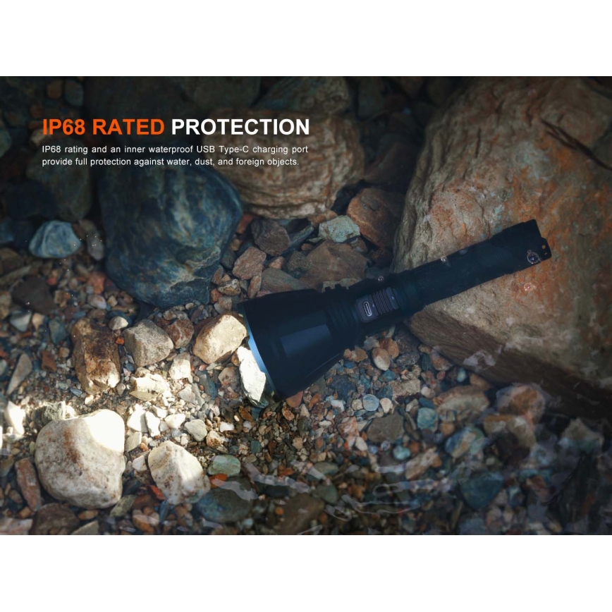 Fenix HT18RV20 - LED Stmívatelná nabíjecí svítilna LED/USB 6000 mAh IP68 3700 lm 87 h černá