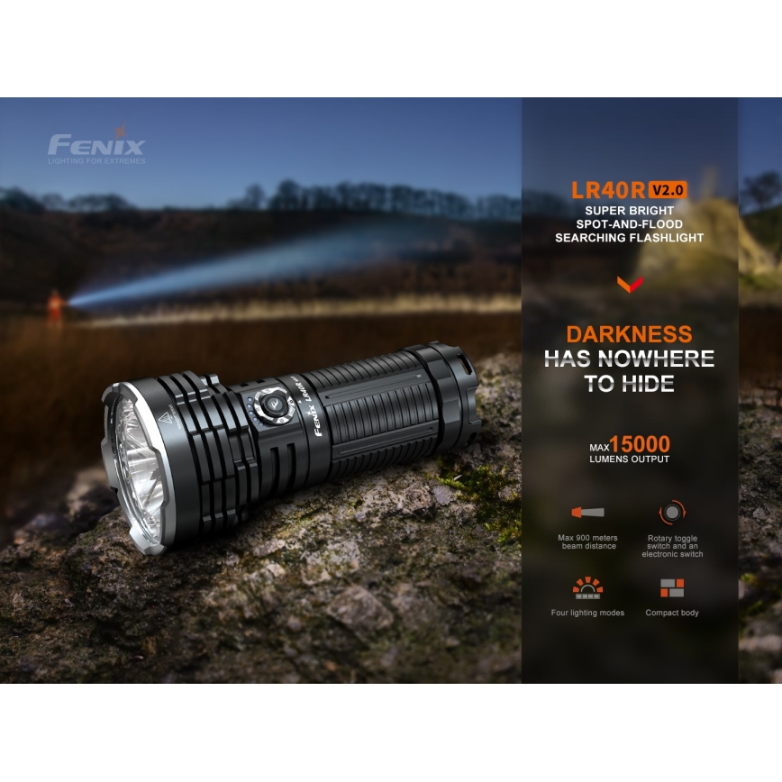 Fenix LR40RV20 - LED Nabíjecí svítilna LED/USB IP68 15000 lm 177 h 5000 mAh