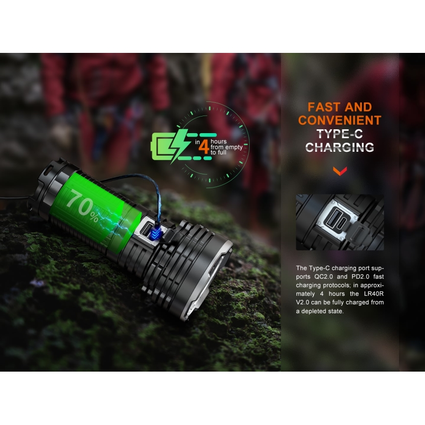 Fenix LR40RV20 - LED Nabíjecí svítilna LED/USB IP68 15000 lm 177 h 5000 mAh