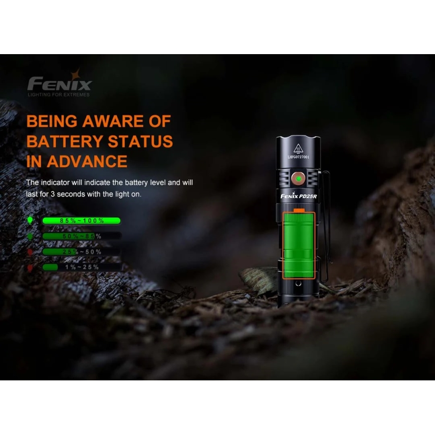 Fenix PD25R - LED Nabíjecí svítilna LED/1xCR123A IP68 800 lm 70 h