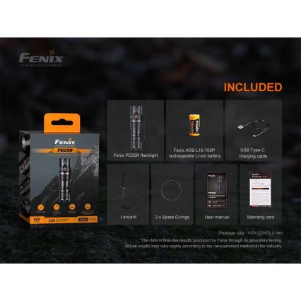 Fenix PD25R - LED Nabíjecí svítilna LED/1xCR123A IP68 800 lm 70 h