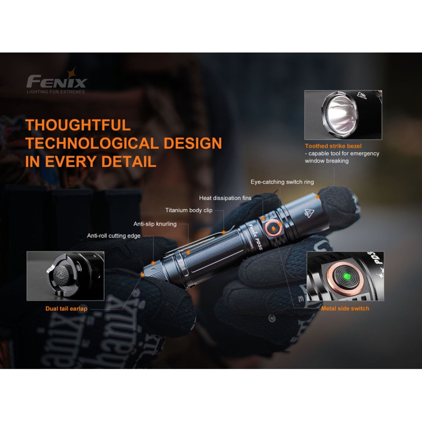 Fenix PD35V30 - LED Nabíjecí svítilna LED/USB/2xCR123A IP68 1700 lm 230 h 2600 mAh