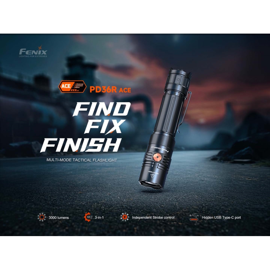 Fenix PD36RACE - LED Stmívatelná nabíjecí svítilna LED/USB 5000 mAh IP68 3000 lm 63,45 h černá