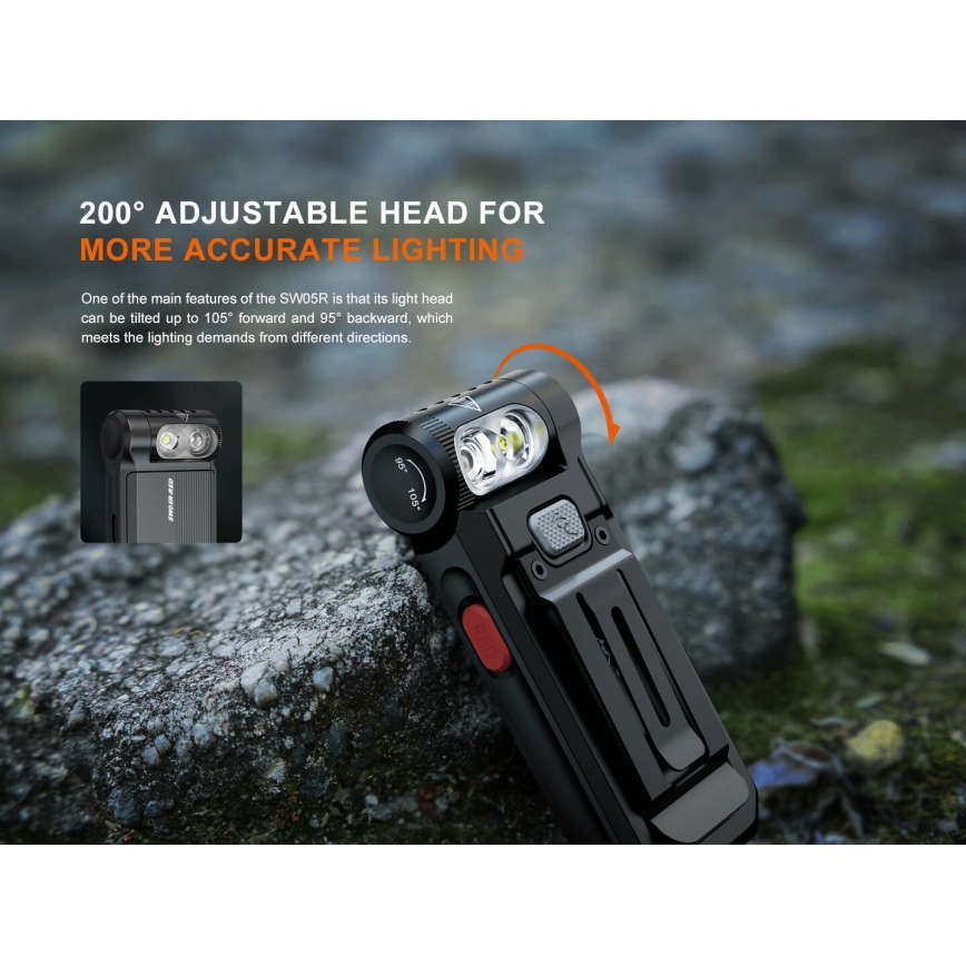 Fenix SW05RREDBLC - LED Stmívatelná nabíjecí svítilna LED/USB IPX6 150 lm 49 h černá