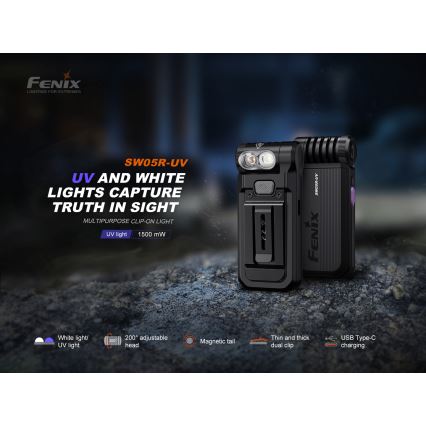 Fenix SW05RUVBLC - LED Stmívatelná nabíjecí svítilna LED/USB IPX6 150 lm 49 h černá
