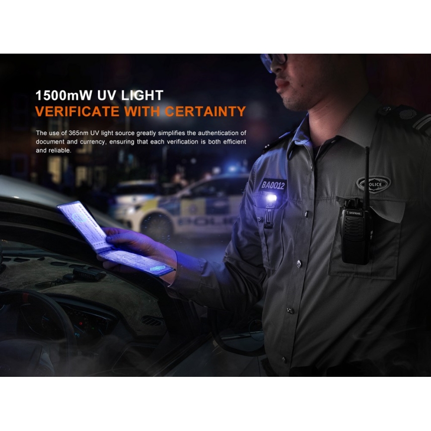 Fenix SW05RUVBLC - LED Stmívatelná nabíjecí svítilna LED/USB IPX6 150 lm 49 h černá