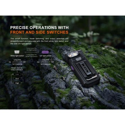 Fenix SW05RUVBLC - LED Stmívatelná nabíjecí svítilna LED/USB IPX6 150 lm 49 h černá