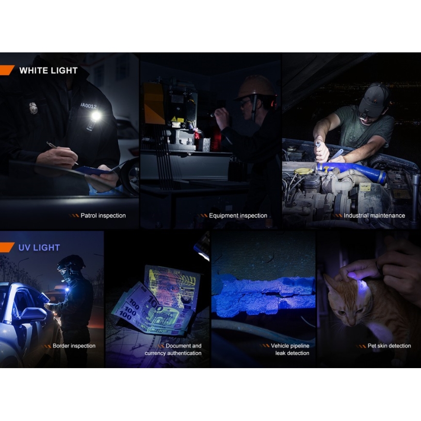 Fenix SW05RUVBLC - LED Stmívatelná nabíjecí svítilna LED/USB IPX6 150 lm 49 h černá