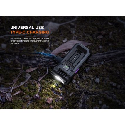 Fenix SW05RUVBLC - LED Stmívatelná nabíjecí svítilna LED/USB IPX6 150 lm 49 h černá